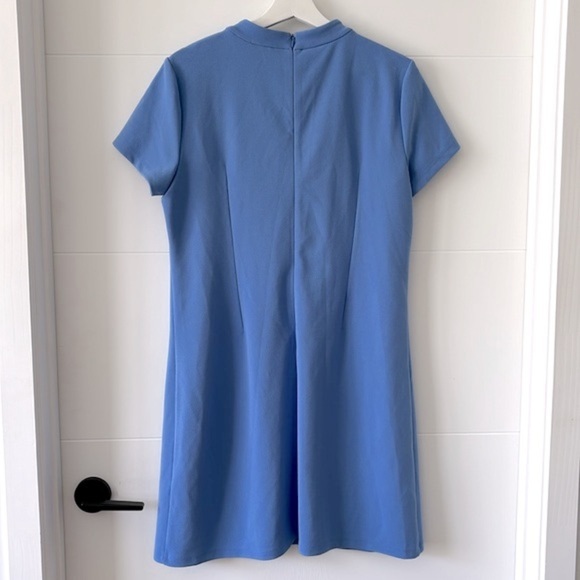Womens Size 14 Vince Camuto Blue Tie Neck Short Sleeve Sheath Dress - Picture 7 of 11